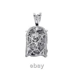 0.65 Carat Round Cut Diamond Jesus Head Pendant 14K White Gold