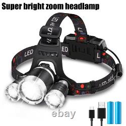 1-20X Super Bright Waterproof Head Torch Headlight LED USB Rechargeable Headlamp