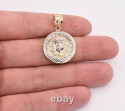 1 3/8 Jesus Head Diamond Cut Round Medallion Pendant Real 10K Yellow White Gold
