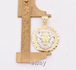 1.5 Roaring Lion Head Diamond Cut Medallion Pendant Real 10K Yellow White Gold