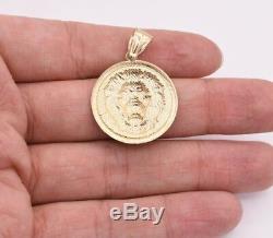 1.5 Roaring Lion Head Diamond Cut Medallion Pendant Real 10K Yellow White Gold