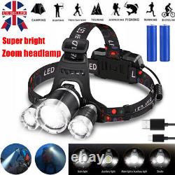 1-50X Super Bright Waterproof Head Torch Headlight LED USB Rechargeable Headlamp