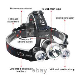 1-50X Super Bright Waterproof Head Torch Headlight LED USB Rechargeable Headlamp