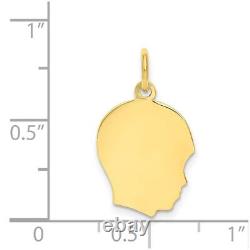10K Yellow Gold. 013 Gauge Facing Right Engravable Boy Head Charm Pendant 0.6g
