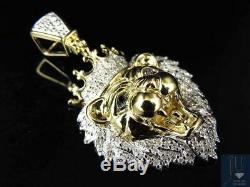 10K Yellow Gold Genuine Diamond King Lion Head Charm Pendant 1.50 (0.50Ct)