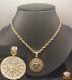 10k Yellow Gold Medusa Head Charm Pendent With 10 K Rope Chain 24 For Men's