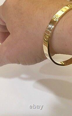 10k Solid Yellow Gold Nail Head LOVE Design Bangle/Bracelet 6mm 24 grams 7 Inch