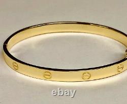 10k Solid Yellow Gold Nail Head LOVE Design Bangle/Bracelet 6mm 24 grams 7 Inch