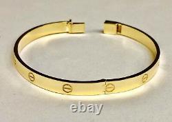 10k Solid Yellow Gold Nail Head LOVE Design Bangle/Bracelet 6mm 24 grams 7 Inch