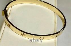 10k Solid Yellow Gold Nail Head LOVE Design Bangle/Bracelet 6mm 24 grams 7 Inch