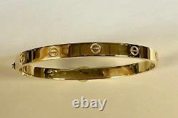 10k Solid Yellow Gold Nail Head LOVE Design Bangle/Bracelet 6mm 24 grams 7 Inch