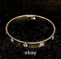 10k Solid Yellow Gold Nail Head LOVE Design Bangle/Bracelet 6mm 24 grams 7 Inch