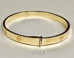 10k Solid Yellow Gold Nail Head LOVE Design Bangle/Bracelet 6mm 24 grams 7 Inch