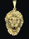 10k Yellow Gold Diamond Cut Lion Head Charm Pendant With Ruby Eyes 9.2 Grams