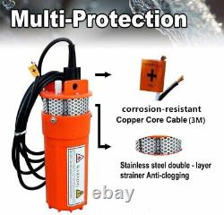 12V 70M Head Submersible Deep Well Solar Bore Water Pump Self-priming w Battery