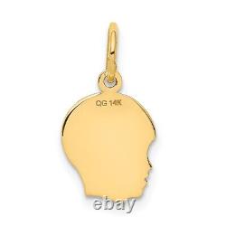 14k Yellow Gold. 013 Depth Engravable Boy Head Charm Pendant for Womens 0.41g