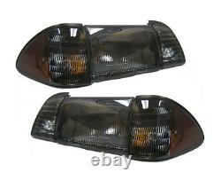 1987-1993 Mustang Smoked 6-Piece Headlights Set with Parking & Amber Side Markers