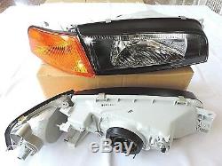1997 2002 Mirage Evolution Evo4 IV 4 Black Head Lights Amber Corner Headlights