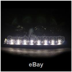1998-2011 Ford Crown Victoria SMD LED Projector Headlights Black Head Lamps