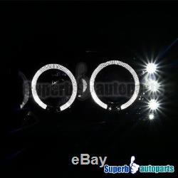 1999-2004 Ford F250 Smoked Dual Halo Rim LED Projector Head Lights Glossy Black