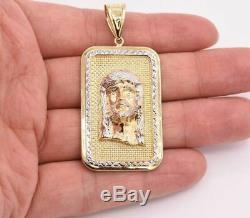 2 1/2 Jesus Head Medallion Diamond Cut Pendant Real 10K Yellow White Gold