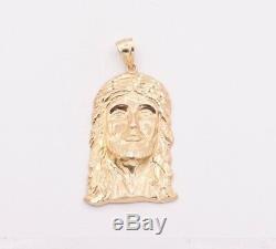 2 1/2 Men's Diamond Cut Jesus Head Charm Pendant Real Solid 10K Yellow Gold