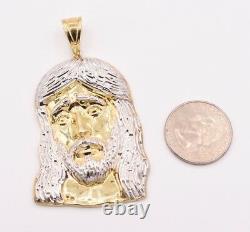 2 3/4 Huge Mens Diamond Cut Jesus Head Charm Pendant Real 10K Yellow White Gold