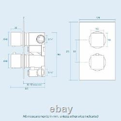 2 Dial 2 Way Square Concealed Thermostatic Mixer Valve Hand Held Shower Head