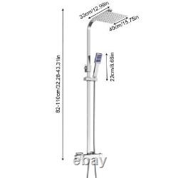 2 Head Square Shower Mixer Thermostatic Valve 400mm with Handshower Set Home Gym