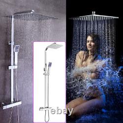 2 Head Square Shower Mixer Thermostatic Valve 400mm with Handshower Set Home Gym