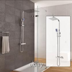 2 Head Square Shower Mixer Thermostatic Valve 400mm with Handshower Set Home Gym