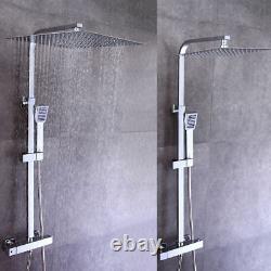 2 Head Square Shower Mixer Thermostatic Valve 400mm with Handshower Set Home Gym