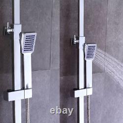 2 Head Square Shower Mixer Thermostatic Valve 400mm with Handshower Set Home Gym