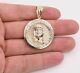 2 Jesus Head Diamond Cut Round Medallion Pendant Real 10k Yellow White Gold