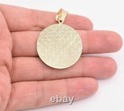 2 Jesus Head Diamond Cut Round Medallion Pendant Real 10K Yellow White Gold