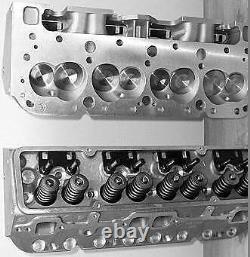 2 New Chevy 327 350 Sbc 2.02 Straight Plug 200cc. 550 Spring Alum Cylinder Heads