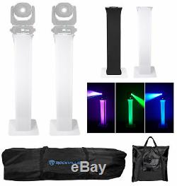 2 Rockville RTP32W Totem Moving Head Light Stands+Black+White Scrims+Carry Bags