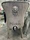 2 X Grey Velvet Dining Chairs With Chrome Lion Head Door Knocker And Legs