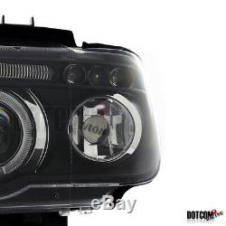 2001-2003 BMW E53 X5 Dual Halo LED Projector Headlights Black Head Lamps Pair