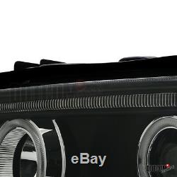 2001-2003 BMW E53 X5 Dual Halo LED Projector Headlights Black Head Lamps Pair