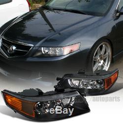 2004-2005 Acura TSX Sedan 4dr Projector Headlights Head Lamps Black