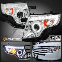2007-2010 Ford Edge Euro Clear LED DRL Halo Projector Headlights Head Lamps Pair