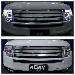 2007-2010 Ford Edge Euro Clear LED DRL Halo Projector Headlights Head Lamps Pair