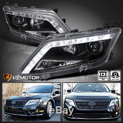 2010-2012 Ford Fusion Black LED Projector Headlights Head Lamps Pair
