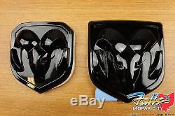 2013-2019 RAM 1500 2500 3500 Front and Rear Black Ram Head Emblem Set MOPAR OEM