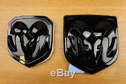 2013-2019 RAM 1500 2500 3500 Front and Rear Black Ram Head Emblem Set MOPAR OEM