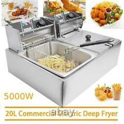 20L Commercial Electric Deep Fryer Fat Chip Twin Dual Tank Stainless Steel 12LOi