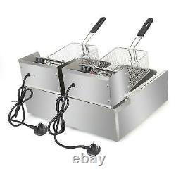 20L Commercial Electric Deep Fryer Fat Chip Twin Dual Tank Stainless Steel 12LOi