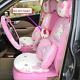 22pcs Hello Kitty Head Comfortable Pink Car Seat Covers Car Interior Accessories