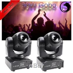 2PCS 30W Stage Lighting Spot GOBO RGBW LED Moving Head DMX Disco DJ Party Lights